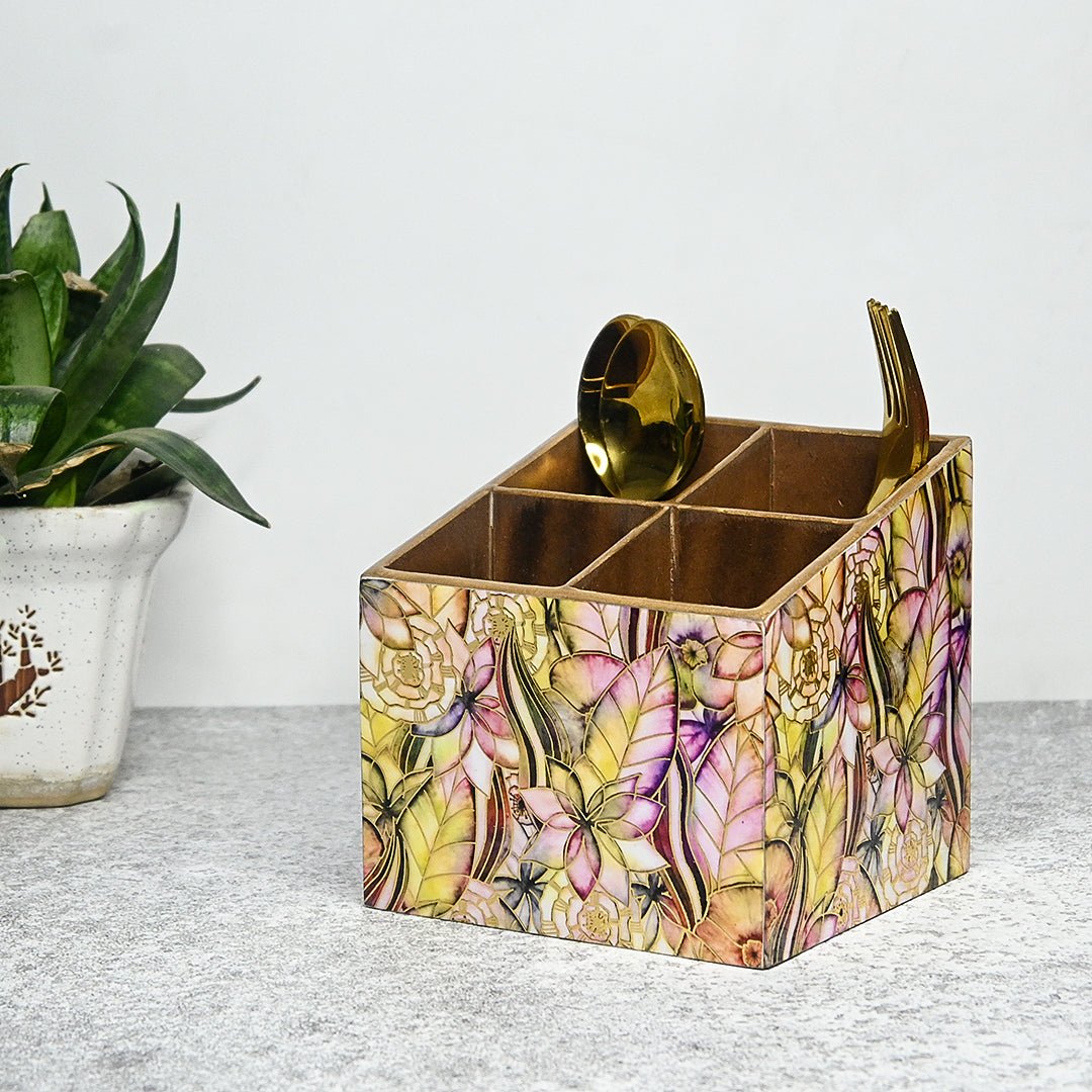 Turkish Pattern Multipurpose MDF Organizer (4 Divisions) – Kitchen Organizers by The Mohraj available on Brown Living™. Abstract Floral . SKU: MJ00102TAV. Img 6.