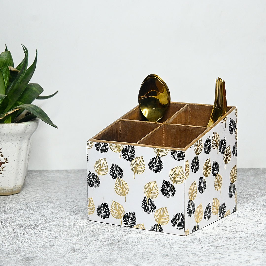 Turkish Pattern Multipurpose MDF Organizer (4 Divisions) – Kitchen Organizers by The Mohraj available on Brown Living™. Monochrome Leaf . SKU: MJ00099TAMV. Img 5.