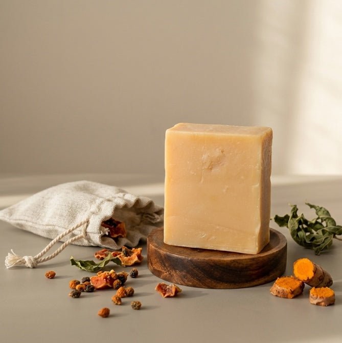 Turmeric and Papaya | Body & Face Soap – Body Soap on Brown Living™. SKU: 0068. Img 3.