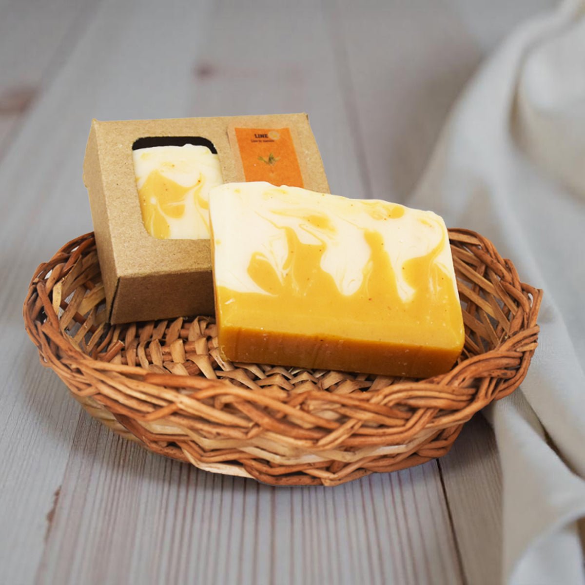 Turmeric Cold Process Soap – Natural Handmade Cleansing Bar – Body Soap on Brown Living™. SKU: LN-TS80-01. Img 2.