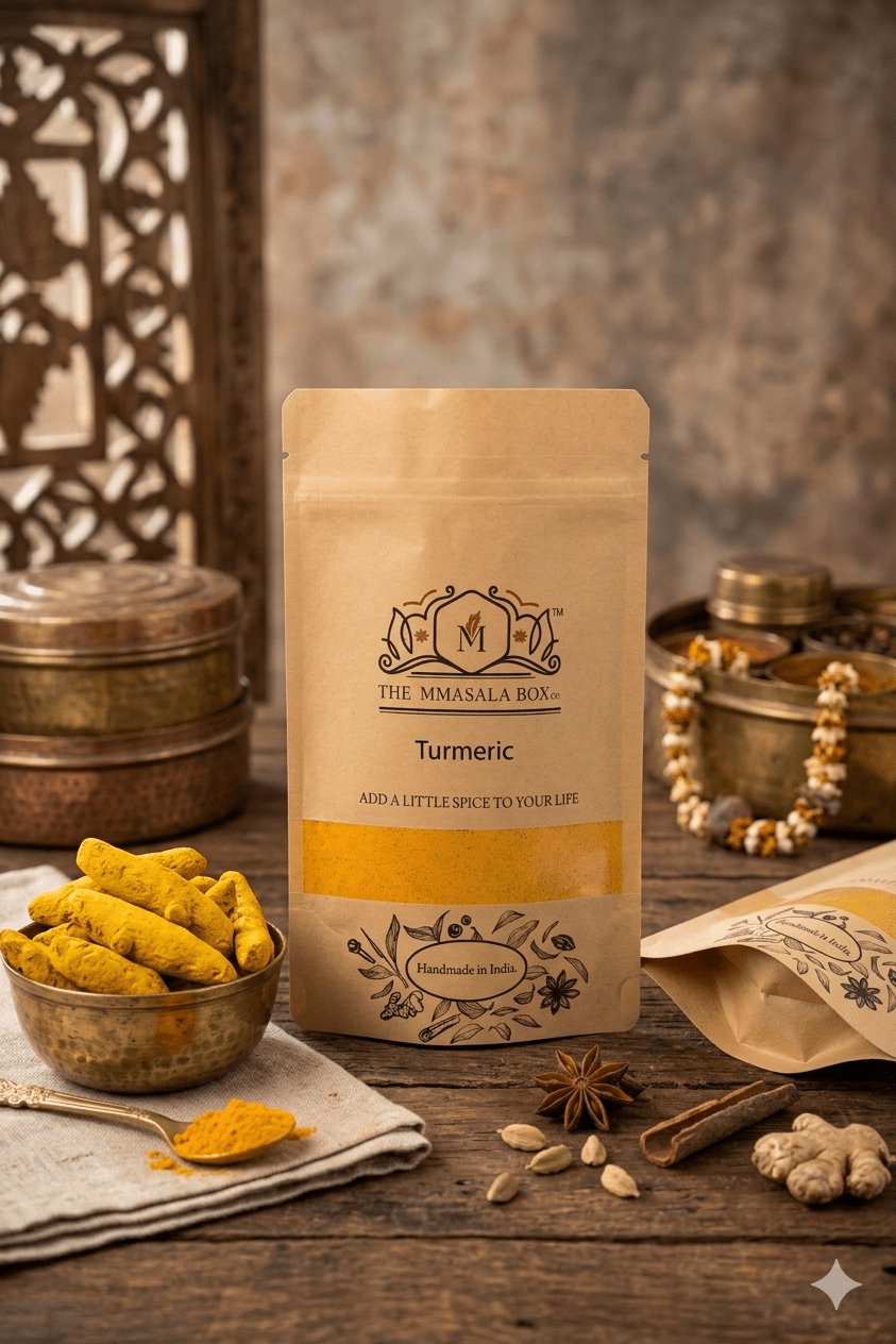Turmeric Powder 100g – Pure Haldi for Cooking & Natural Wellness – Seasonings & Spices on Brown Living™. SKU: TMMBC16. Img 1.