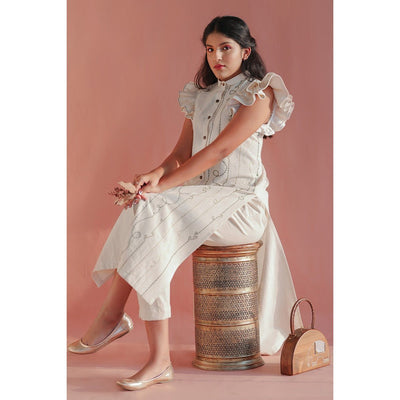 Turtledove Kurti | Elegant Cotton Kurti for Women | Minimal Ethnic Wea – Womens Ethnic Sets on Brown Living™. SKU: DL0136XSn. Img 1.