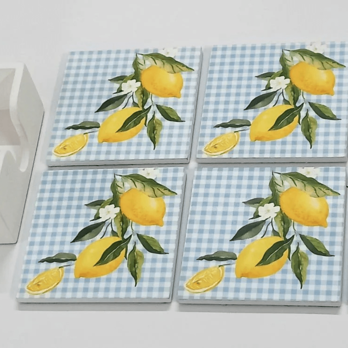 Tuscan Citrus Coasters Vibrant Drink Coasters Set – Coasters on Brown Living™. SKU: TLD-BL-10. Img 5.