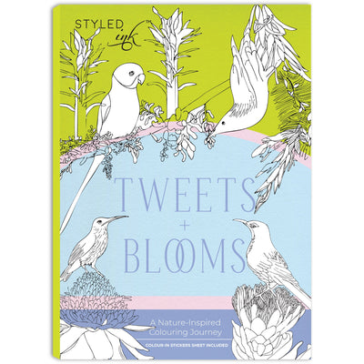 Tweets and Blooms Colouring Book | Tear - Out Sheets & Stickers – Notebooks & Notepads on Brown Living™. SKU: 05-BK05-Colour. Img 1.