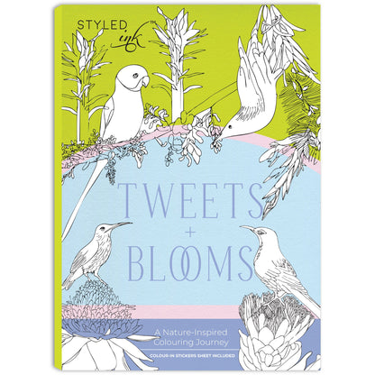 Tweets and Blooms Colouring Book | Tear - Out Sheets & Stickers – Notebooks & Notepads on Brown Living™. SKU: 05-BK05-Colour. Img 1.