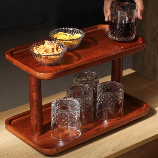 Twin - Tier Wooden Double Slab Organizer | Verified Sustainable by Brown Living™