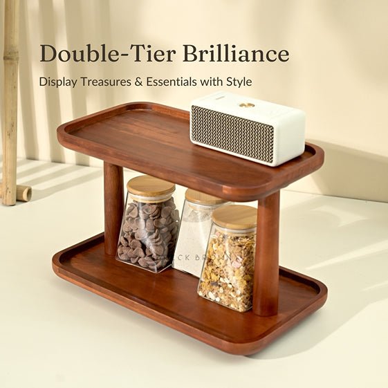 Twin - Tier Wooden Double Slab Organizer | Verified Sustainable by Brown Living™