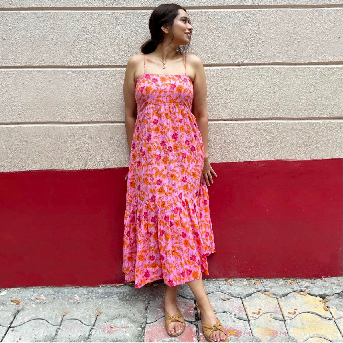 Twyla Dress – Cotton Midi Dress for Women – Womens Dress by erna available on Brown Living™. Xs . SKU: ER - TWYLA - DRS - XS - 001. Img 1.