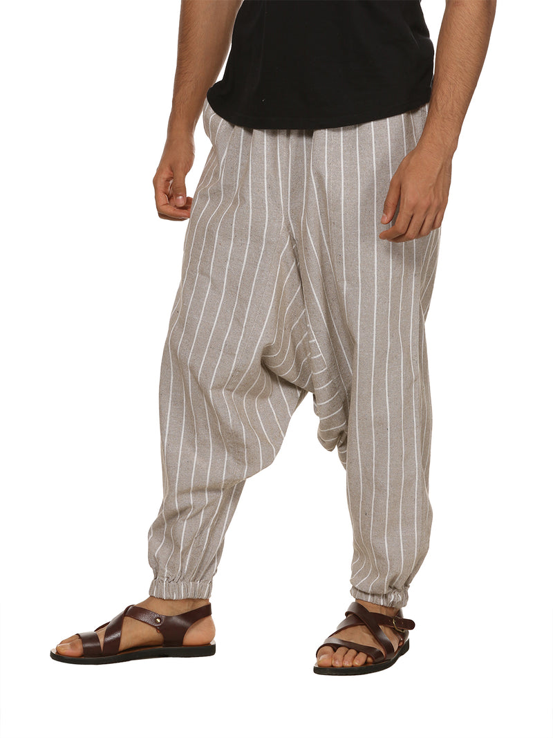 Men's Harem Pant | Grey Stripes | Fits Waist Size 28" to 36"