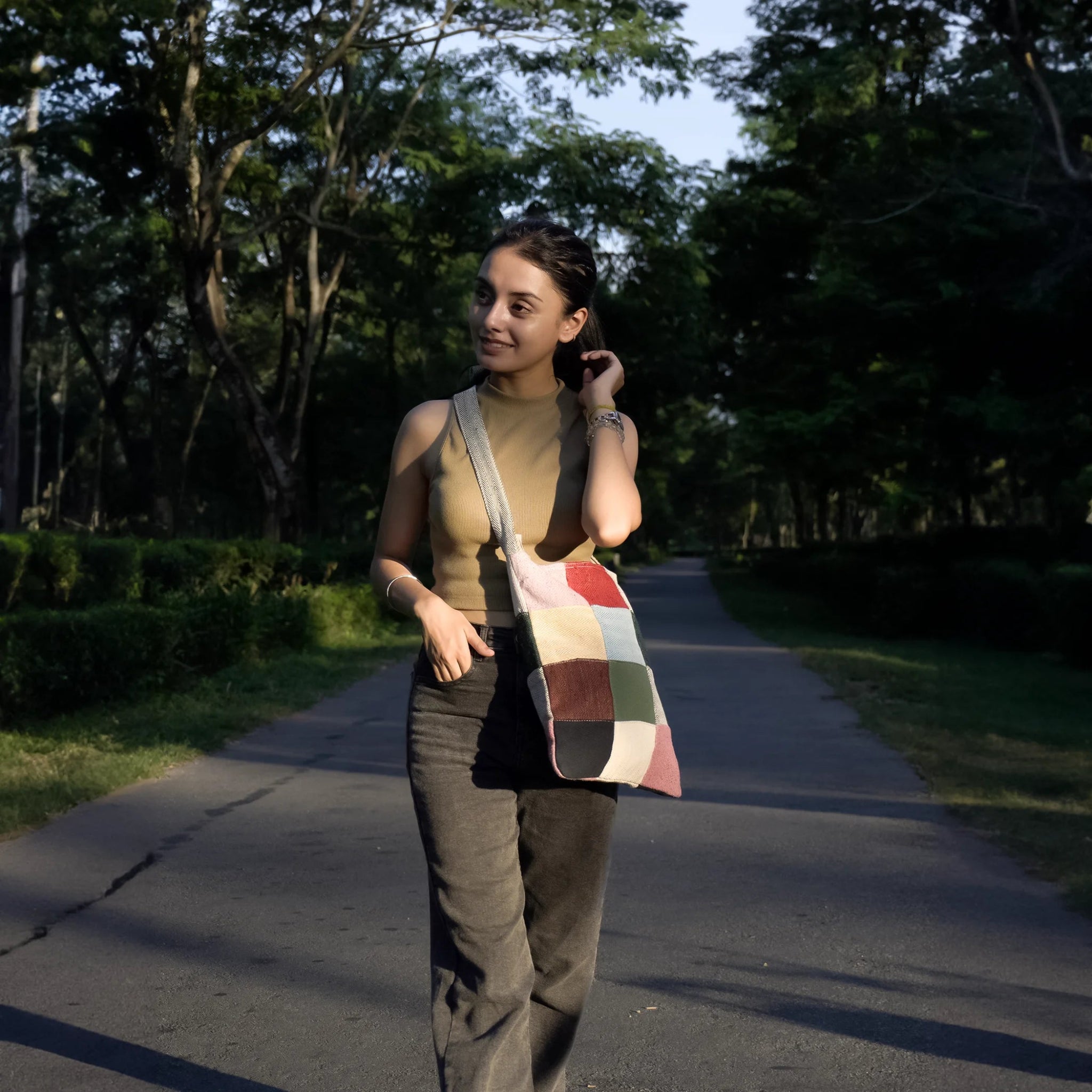 Ukiyo Crossbody Tote | Sustainable Everyday Tote Bag | Minimal Utility – Womens Handbag on Brown Living™. SKU: OGSBGUKMIX. Img 1.