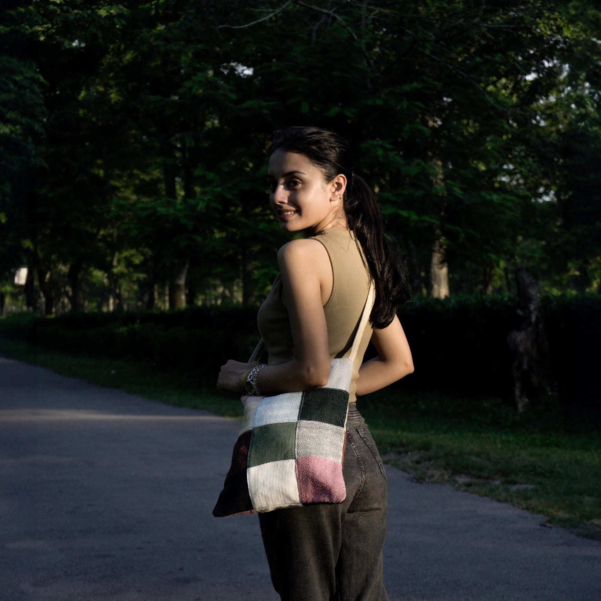 Ukiyo Crossbody Tote | Sustainable Everyday Tote Bag | Minimal Utility – Womens Handbag on Brown Living™. SKU: OGSBGUKMIX. Img 6.