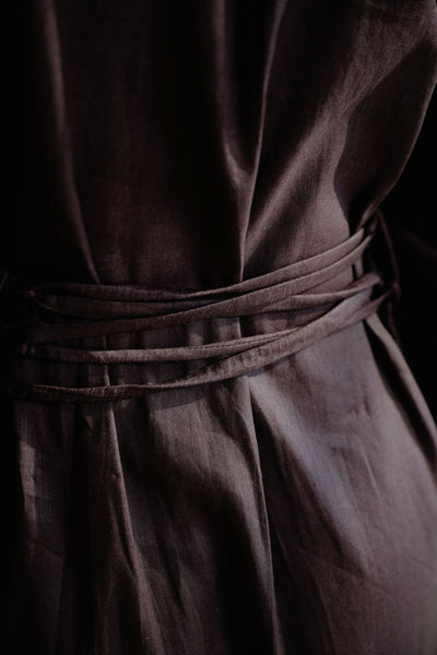Umber Maxi Dress For Women Linen Cotton Blend Dress – Womens Dress on Brown Living™. SKU: LC-UMR-XS. Img 6.