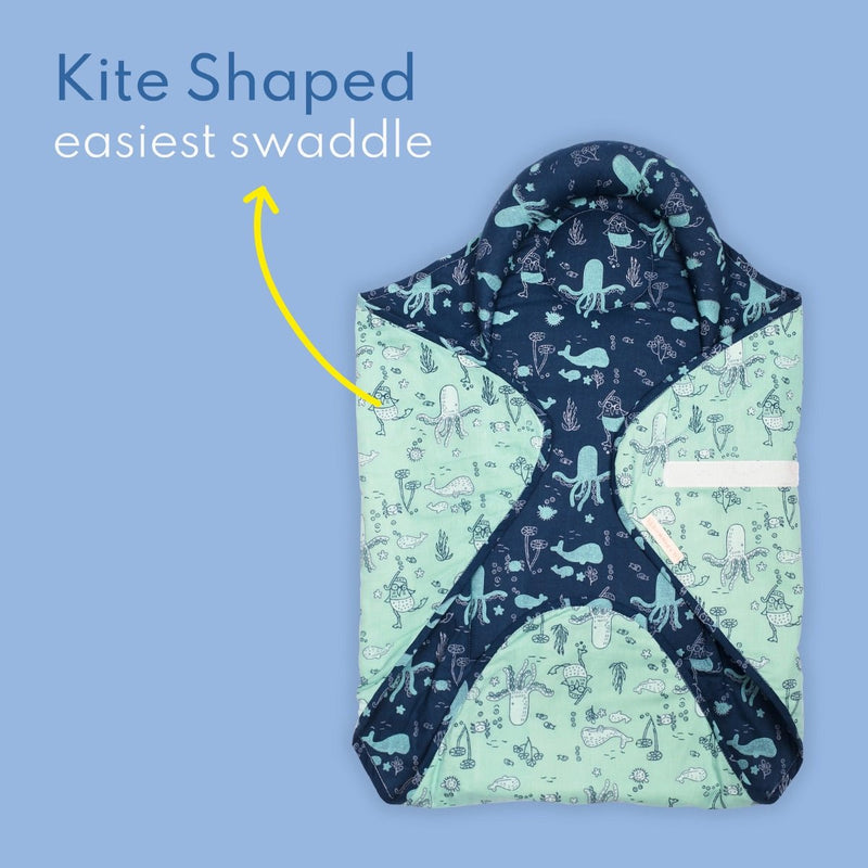 Under The Sea- Knitted Cotton Baby Wrap | Verified Sustainable Baby Swaddle on Brown Living™