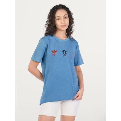 Unisex Natural Dye Sohrai Motifs Tee Handcrafted Cotton T-Shirt – Mens Sweatshirt on Brown Living™. SKU: UTP-N25103-1S-PCH. Img 1.