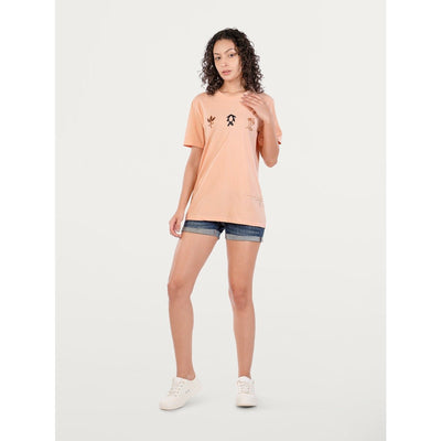 Unisex Natural Dye Sohrai Motifs Tee Handcrafted Cotton T-Shirt – Mens Sweatshirt on Brown Living™. SKU: UTP-N25103-1S-PCH. Img 2.