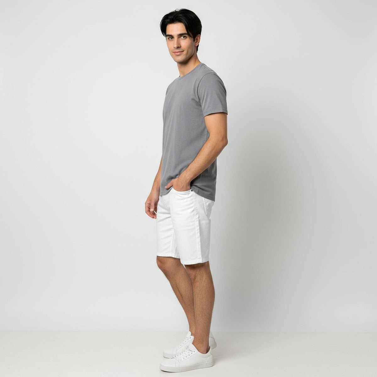 Unisex Natural Dye Solid Tee Dark Grey Cotton T-Shirt – Womens T-Shirt on Brown Living™. SKU: UTP-N25101-S-DKGY. Img 11.