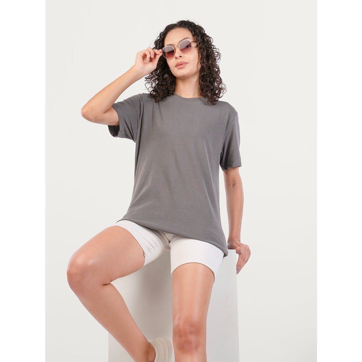 Unisex Natural Dye Solid Tee Dark Grey Cotton T-Shirt – Mens T-Shirt on Brown Living™. SKU: UTP-N25101-S-DKGY. Img 5.