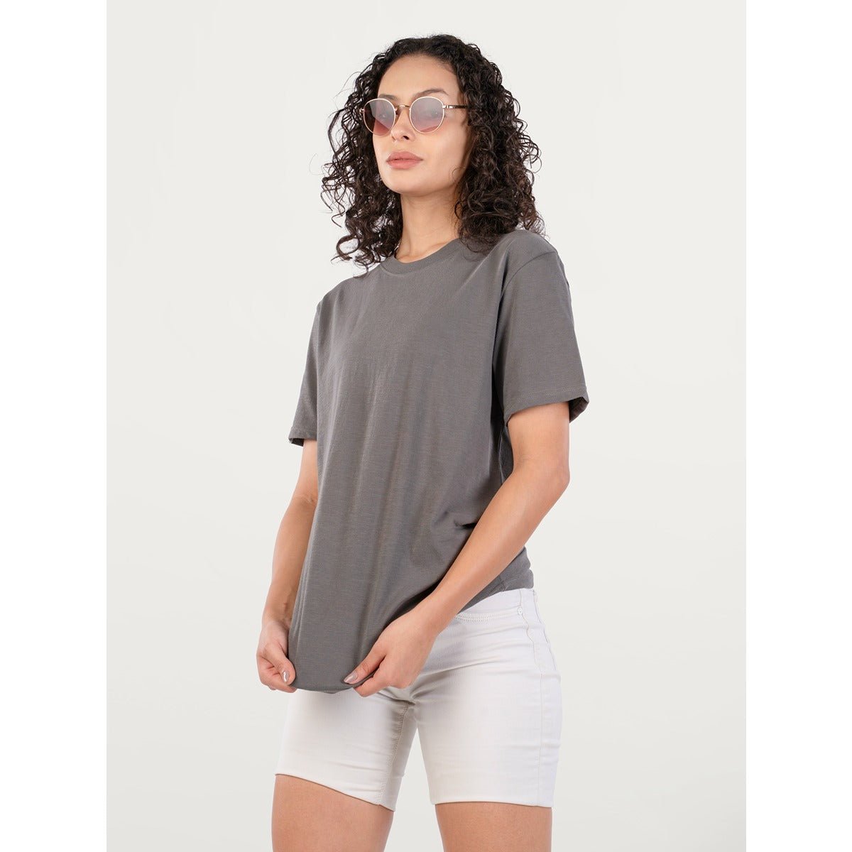 Unisex Natural Dye Solid Tee Dark Grey Cotton T-Shirt – Mens T-Shirt on Brown Living™. SKU: UTP-N25101-S-DKGY. Img 1.