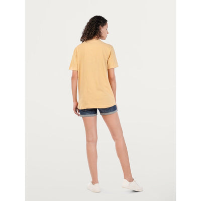 Unisex Natural Dye Solid Tee Harvest Yellow Cotton T-Shirt – Mens T-Shirt on Brown Living™. SKU: UTP-N25101-S-HRYL. Img 2.