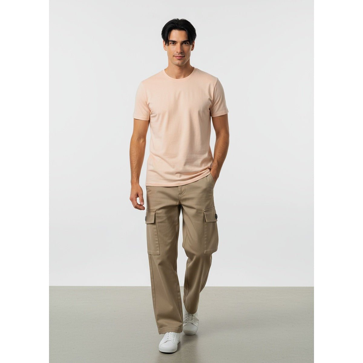 Unisex Natural Dye Solid Tee Peach Cotton T-Shirt – Womens T-Shirt on Brown Living™. SKU: UTP-N25101-S-PCH. Img 9.