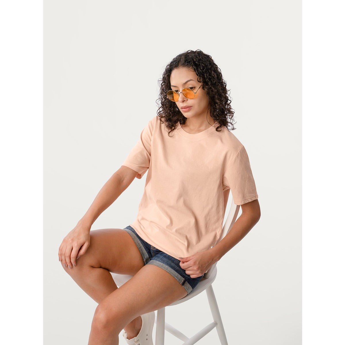 Unisex Natural Dye Solid Tee Peach Cotton T-Shirt – Mens T-Shirt on Brown Living™. SKU: UTP-N25101-S-PCH. Img 1.