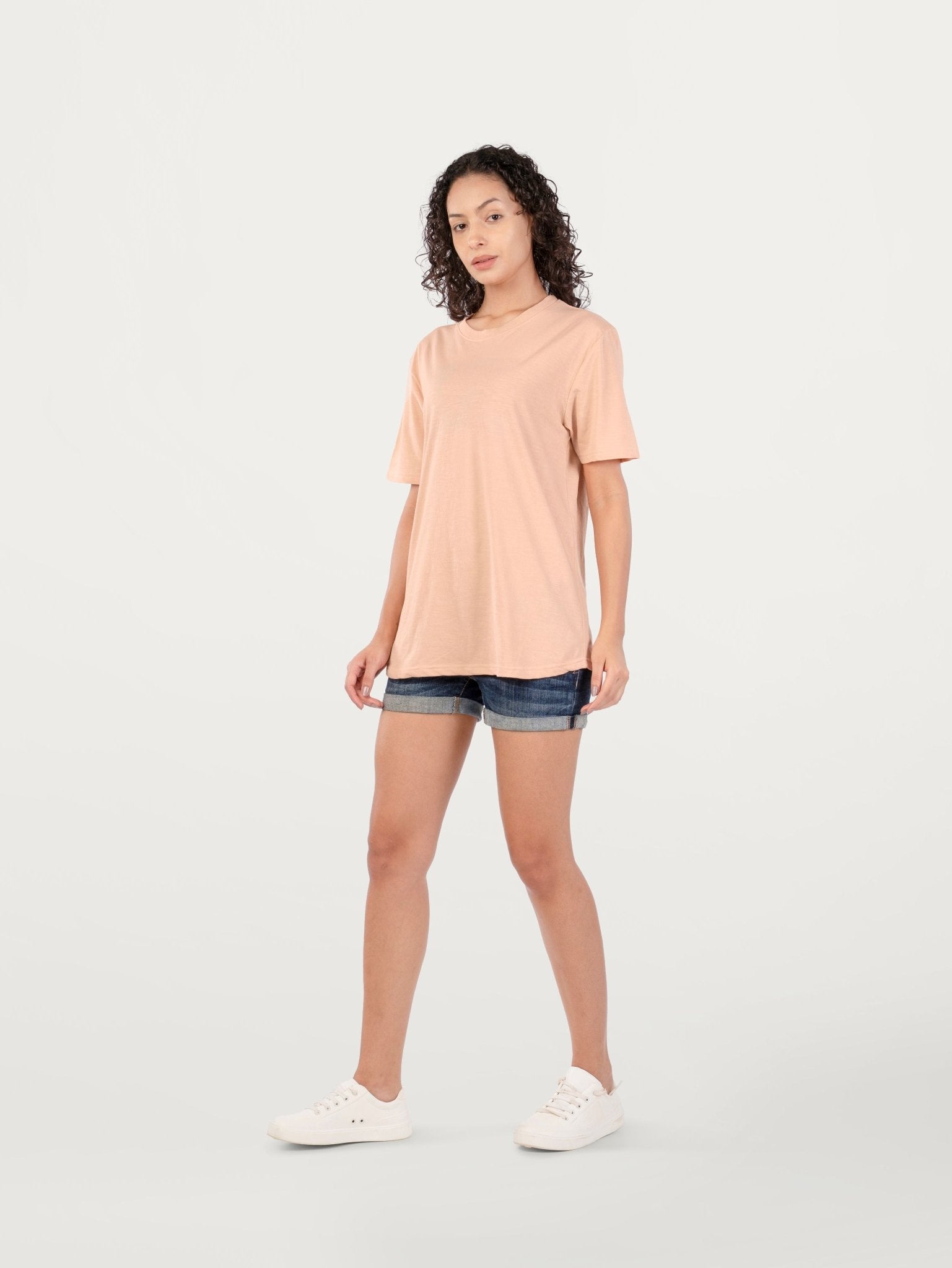 Unisex Natural Dye Solid Tee Peach Cotton T Shirt – Mens T-Shirt on Brown Living™. SKU: UTP-N25103-S-PCH. Img 3.