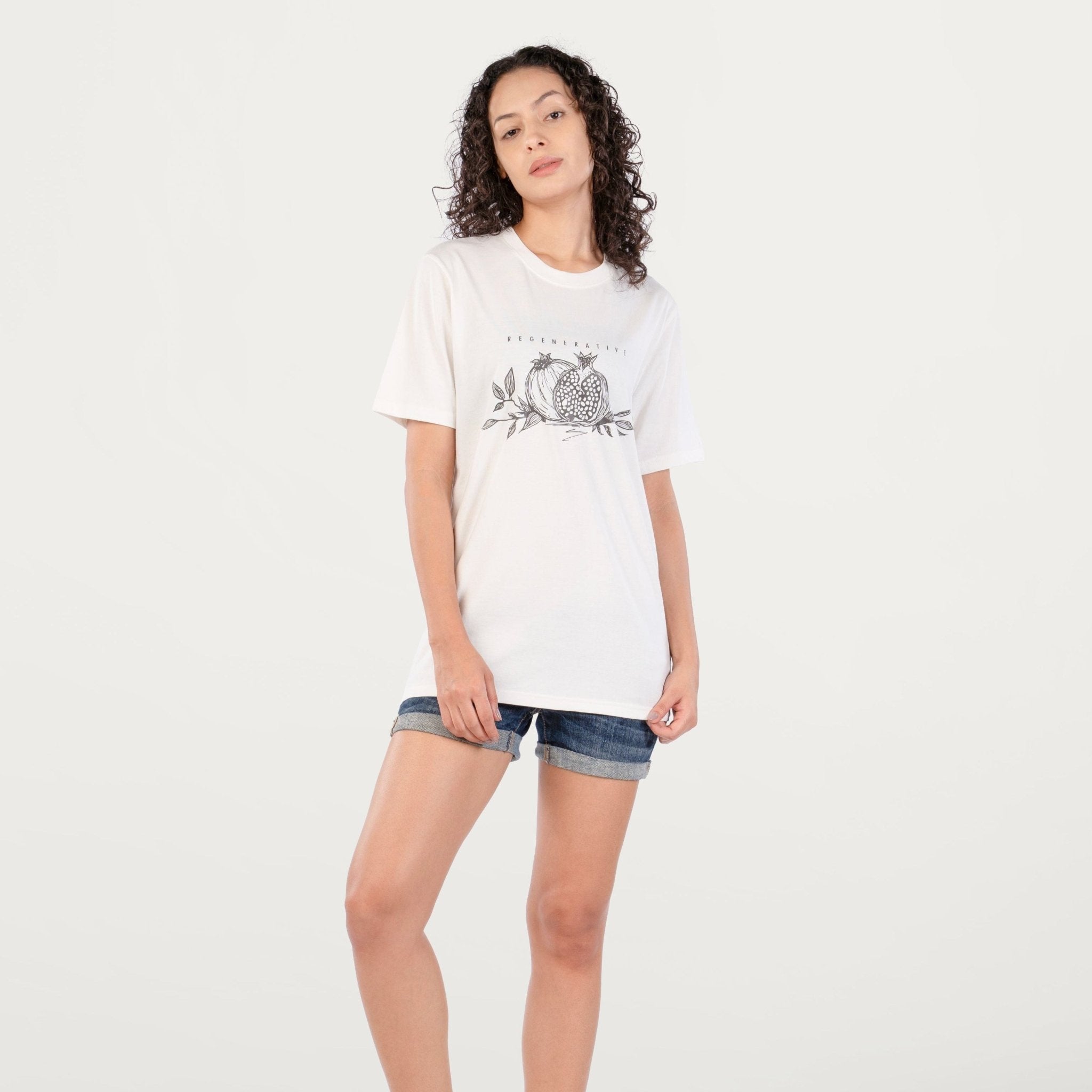 Unisex Pome Regenerative Tee Sustainable Cotton T-Shirt – Womens Shirt on Brown Living™. SKU: UTP-R25206-S-OFFWH. Img 2.