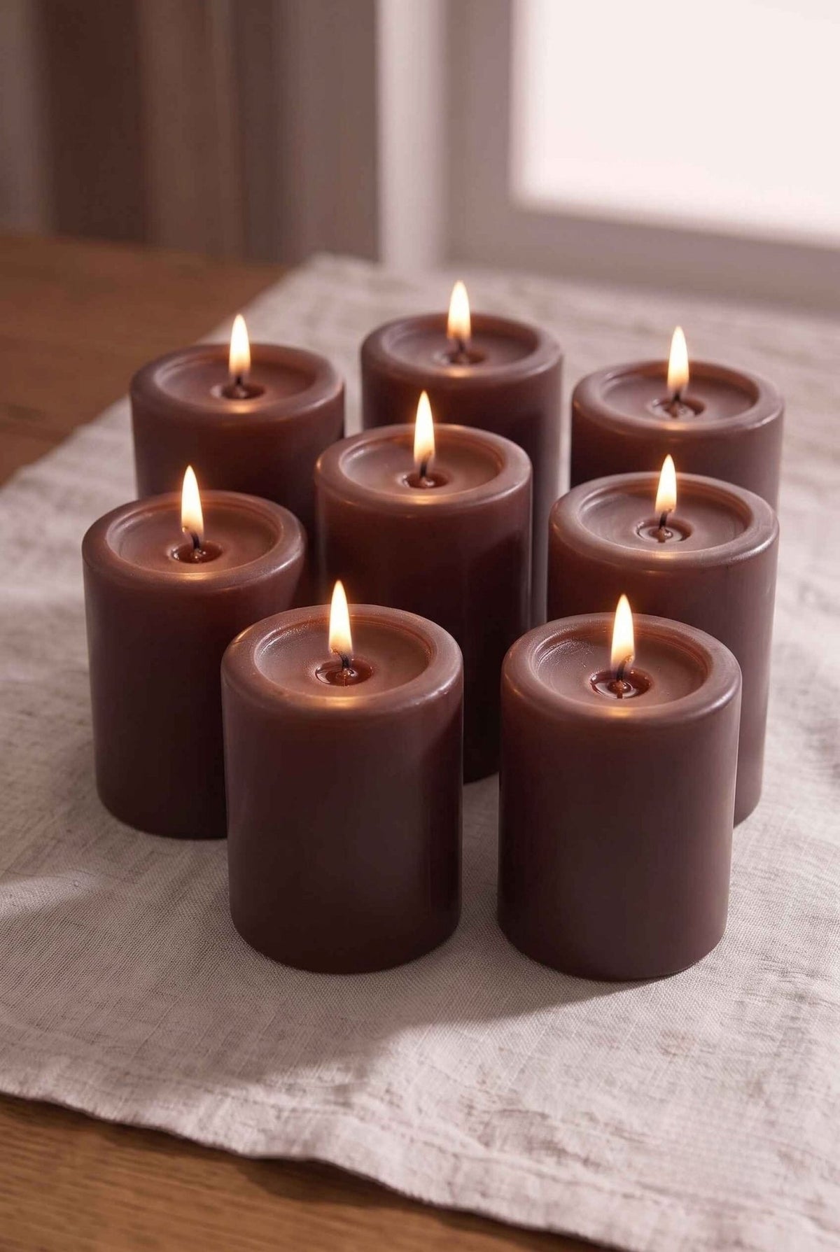 Unscented Pillar Candle Set | Decorative Home Candles – Outdoor Candles on Brown Living™. SKU: IVRPCSBR8. Img 26.