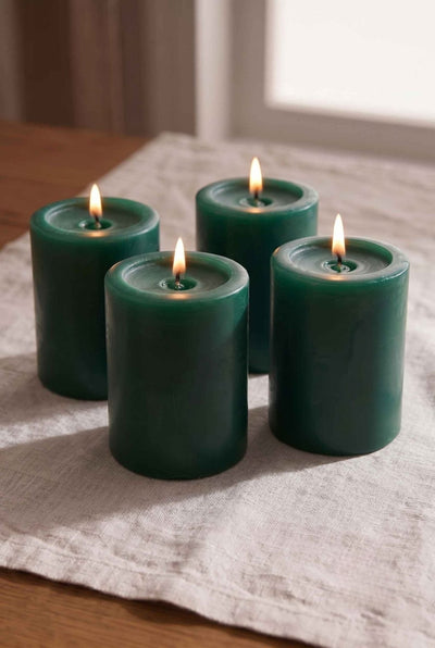 Unscented Pillar Candle Set | Decorative Home Candles – Outdoor Candles on Brown Living™. SKU: IVRPCSG4. Img 17.