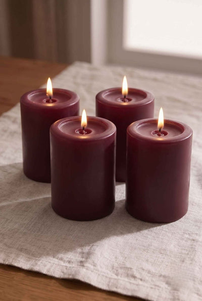 Unscented Pillar Candle Set | Decorative Home Candles – Outdoor Candles on Brown Living™. SKU: IVRPCSM4. Img 11.