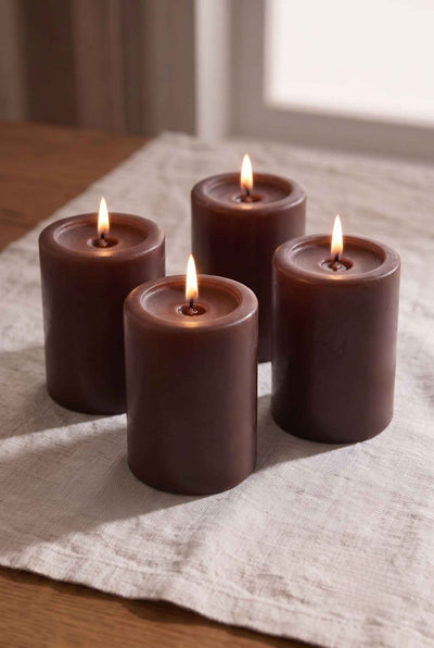 Unscented Pillar Candle Set | Decorative Home Candles – Outdoor Candles on Brown Living™. SKU: IVRPCSY4. Img 16.