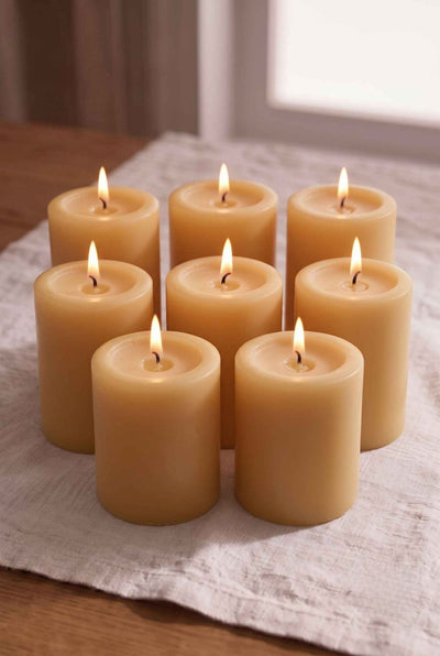 Unscented Pillar Candle Set | Decorative Home Candles – Outdoor Candles on Brown Living™. SKU: IVRPCSY8. Img 25.
