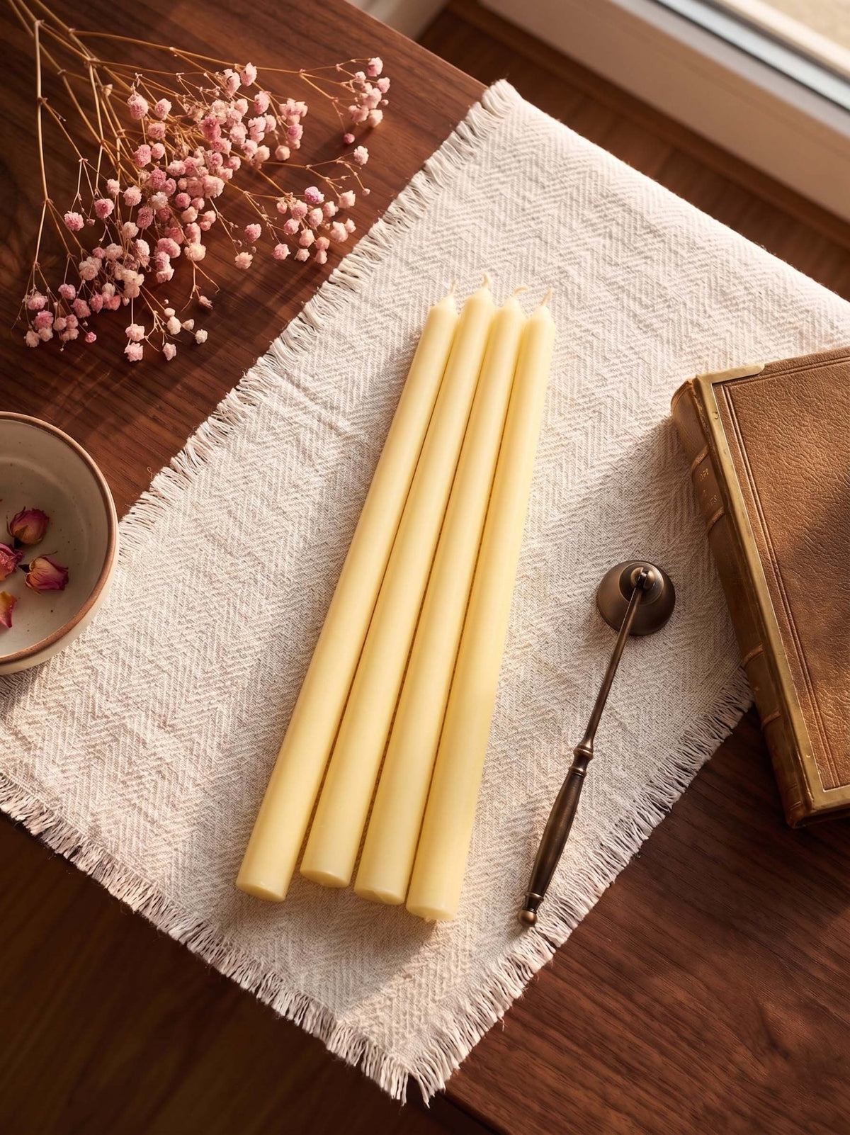 Unscented Taper Candle Set | Elegant Dinner Candles – Candles & Fragrances on Brown Living™. SKU: USTCSY4. Img 2.