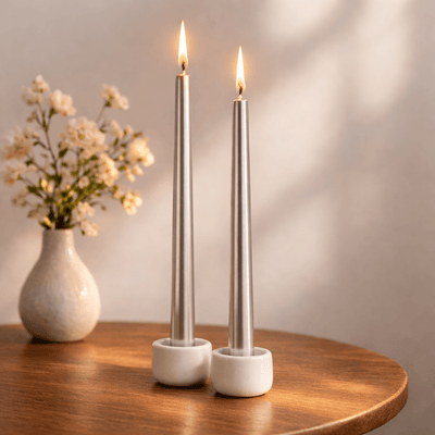 Unscented Taper Candles Set Of 4 Elegant Dinner Candles – Candles & Fragrances on Brown Living™. SKU: STCS. Img 3.