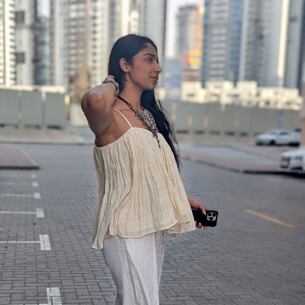 Unscripted - The Gathered Peplum Top – Womens Top by vēva available on Brown Living™. Xs . SKU: V - V - TM - 080. Img 2.
