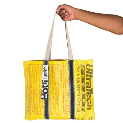 Upcycled Cement Sack Tote Bag | Durable Eco - Friendly Carry Bag – Tote Bags on Brown Living™. SKU: Totebag. Img 1.