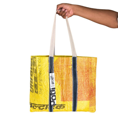 Upcycled Cement Sack Tote Bag | Durable Eco - Friendly Carry Bag – Tote Bags on Brown Living™. SKU: Totebag. Img 3.
