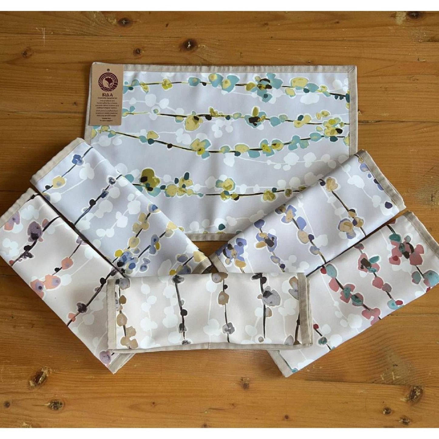 Upcycled Cloth Handwoven Table Mats – Set of 10 – Table Linens on Brown Living™. SKU: BL-IA-3. Img 4.