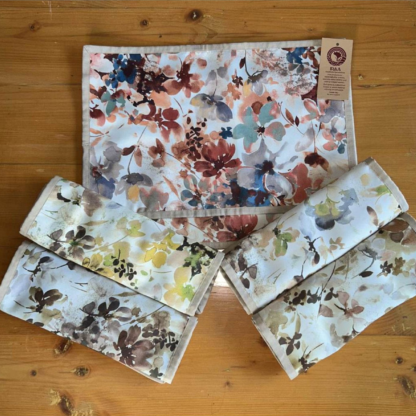 Upcycled Cloth Handwoven Table Mats – Set of 10 – Table Linens on Brown Living™. SKU: BL-IA-5. Img 6.