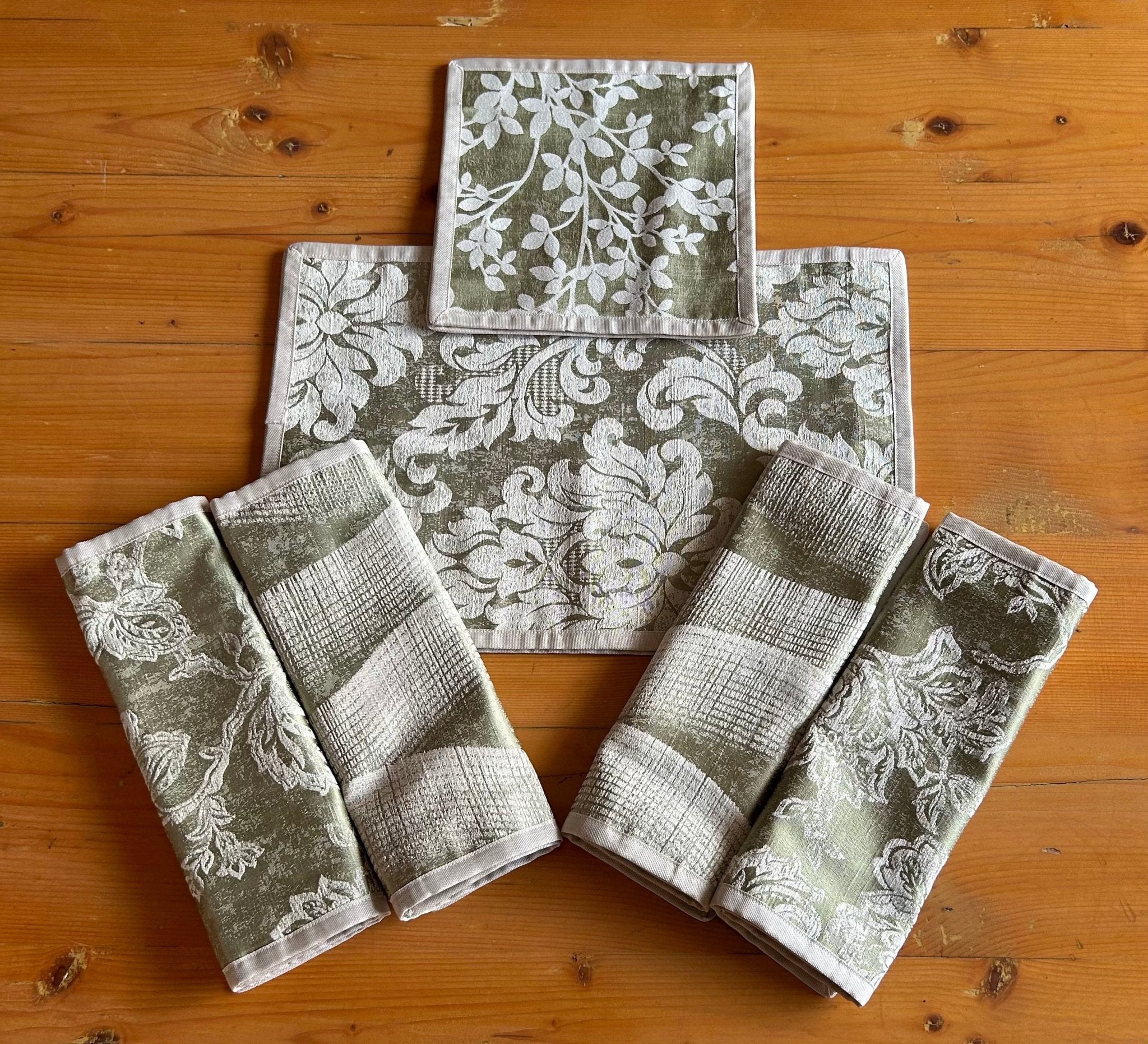 Upcycled Cloth Handwoven Table Mats – Set of 6 – Table Linens on Brown Living™. SKU: BL-IA-3. Img 14.