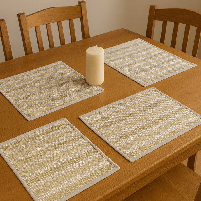 Upcycled Cloth Handwoven Table Mats – Set of 6 – Table Linens on Brown Living™. SKU: BL-IA-TM_2. Img 4.