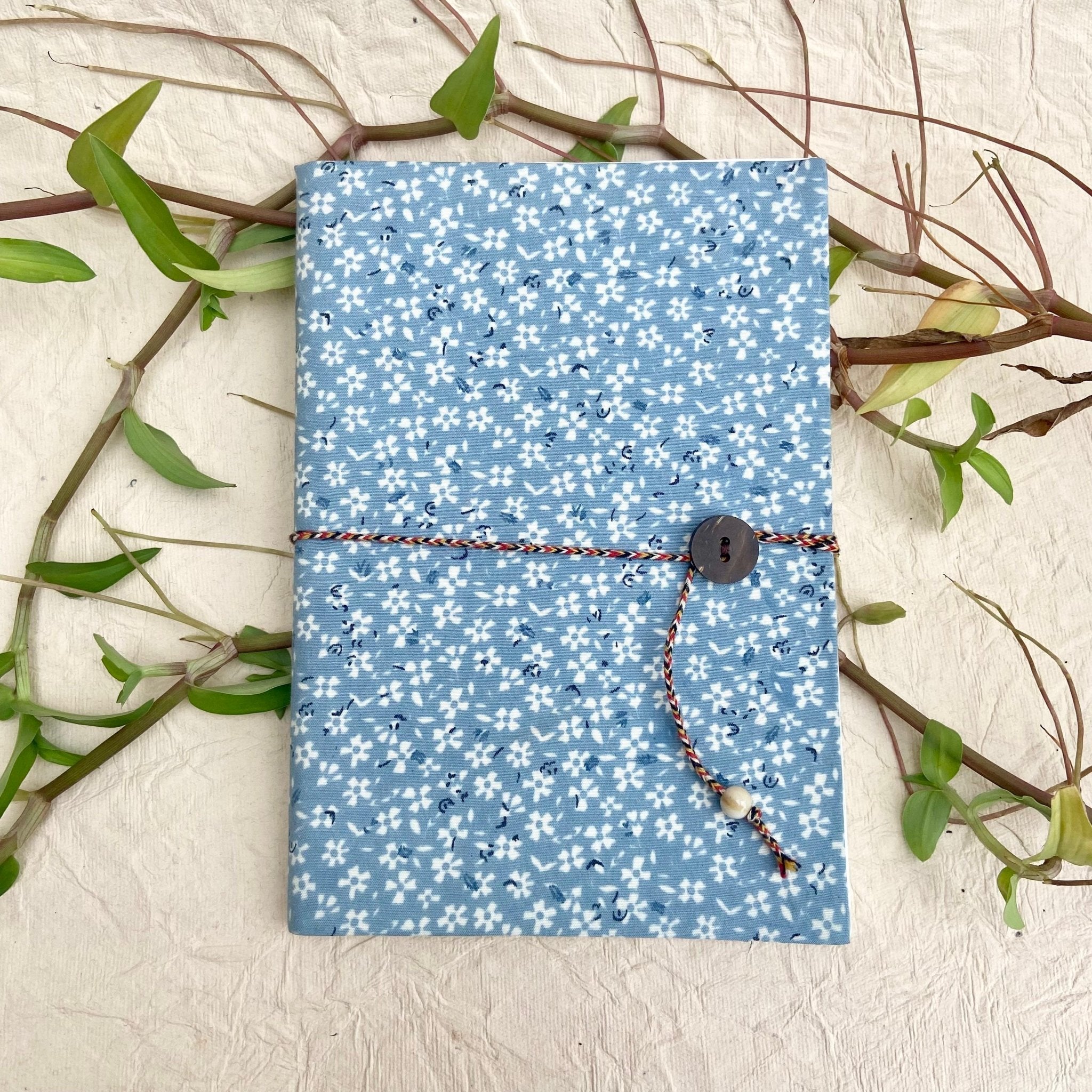 Upcycled Cloth Journal | Handmade, Sustainable Stationery – Notebooks & Notepads by Aftertaste available on Brown Living™. Blue . SKU: 020016001019. Img 9.