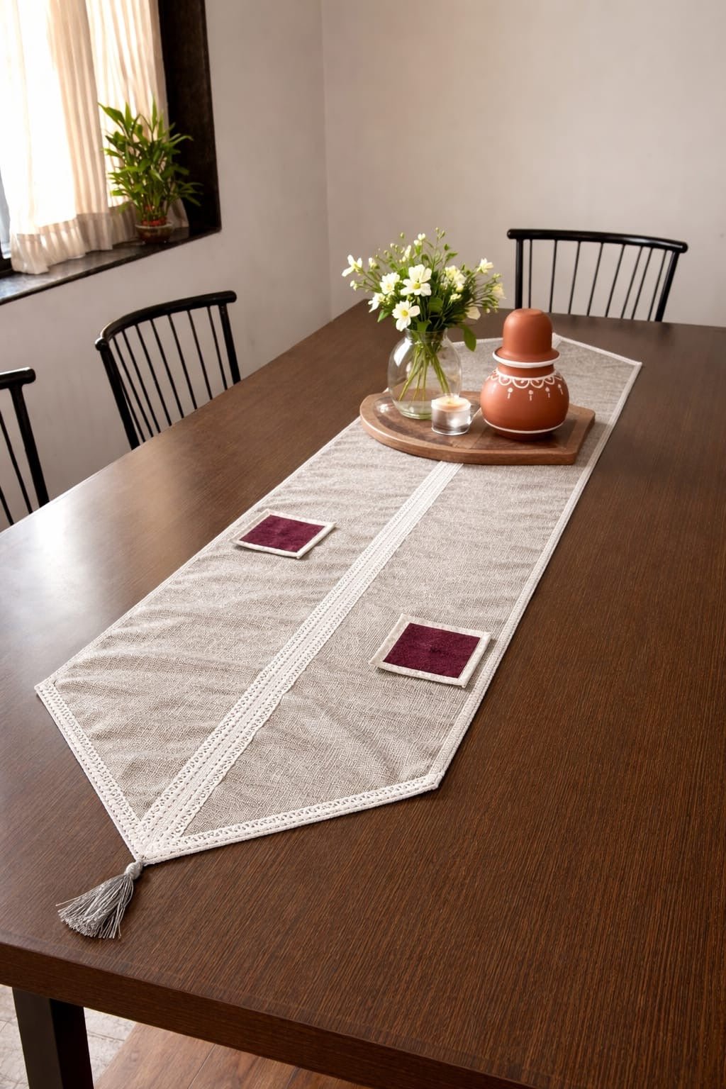 Upcycled Cloth Table Runners Eco Friendly Dining Decor – Table Linens on Brown Living™. SKU: BL-IRAART-02D2. Img 3.