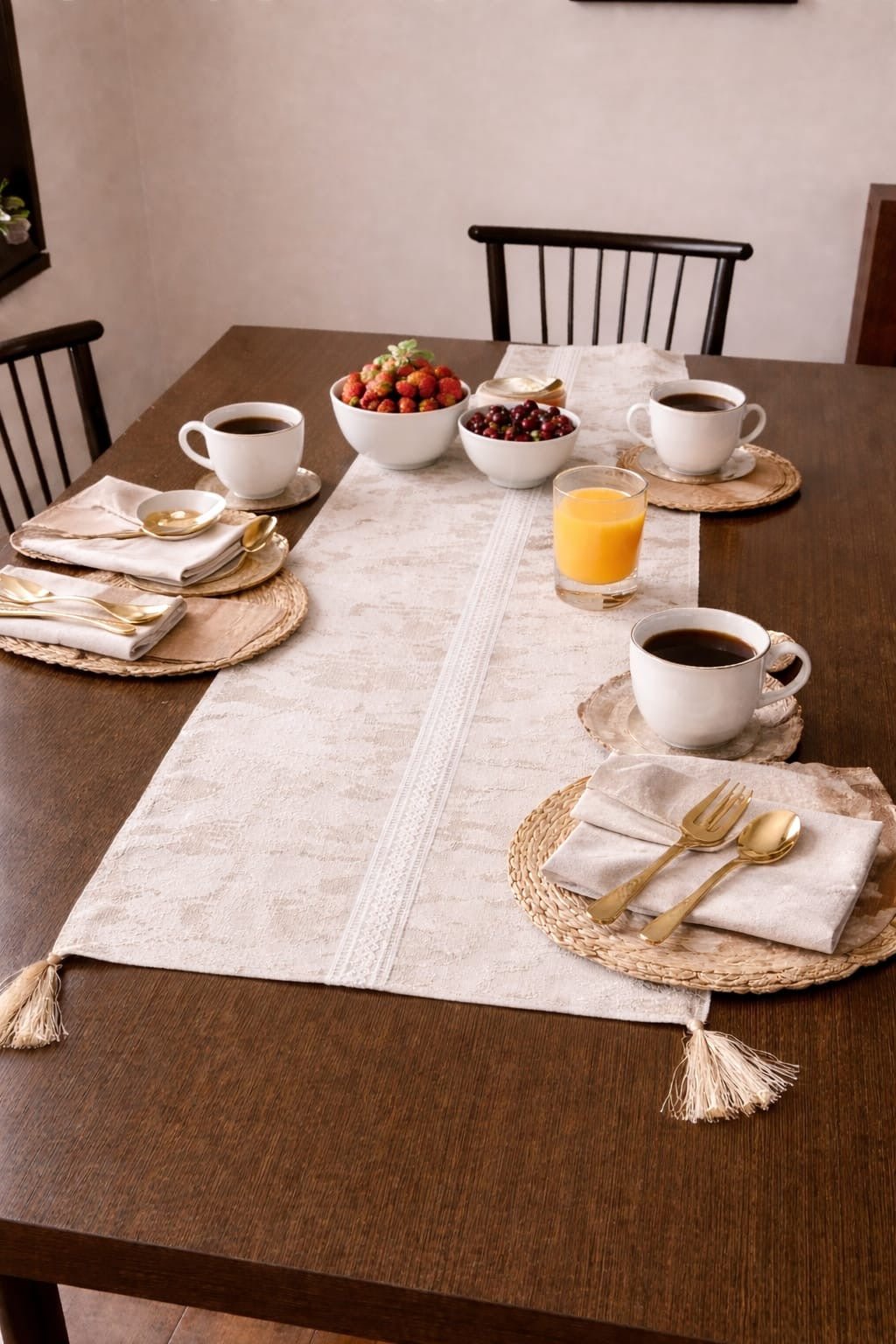 Upcycled Cloth Table Runners Eco Friendly Dining Decor – Table Linens on Brown Living™. SKU: BL-IRAART-02D3. Img 4.