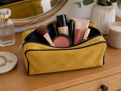 Upcycled Cloth Travel Pouch Eco Friendly Multipurpose Organizer – Travel Accessories on Brown Living™. SKU: BL-IRTCP_Beige__OliveGreen_1777299807160_5qdjv. Img 5.