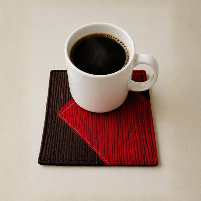 Upcycled Coasters Set of 6 | Sustainable Recycled Table Coasters – Coasters on Brown Living™. SKU: Coastred. Img 1.
