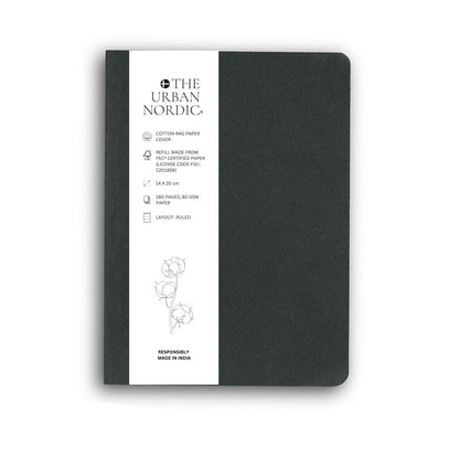 Upcycled Cotton Rag Paper Cover Softcover Notepad with FSC Paper – Notebooks & Notepads by The Urban Nordic available on Brown Living™. . SKU: BKCOPBFSCRD - A5 - 1. Img 1.