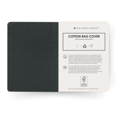 Upcycled Cotton Rag Paper Cover Softcover Notepad with FSC Paper – Notebooks & Notepads by The Urban Nordic available on Brown Living™. . SKU: BKCOPBFSCRD - A5 - 1. Img 3.