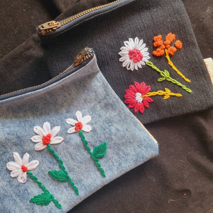 Upcycled Denim Pocket and Tote Combo | Hand Embroidered | Verified Sustainable by Brown Living™