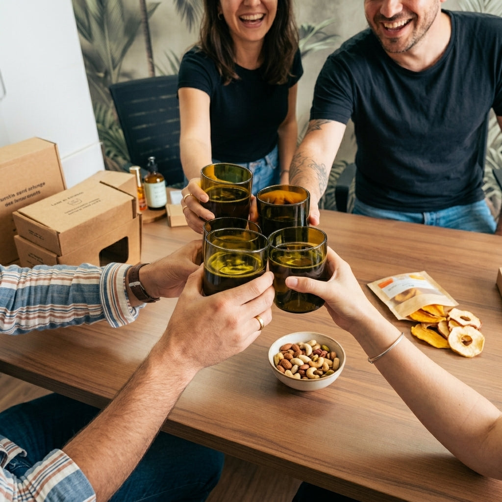 Upcycled Drinking Glasses Set of 4 (250ml) | Eco Friendly Glassware – Glasses & Tumblers on Brown Living™. SKU: WDG02. Img 3.